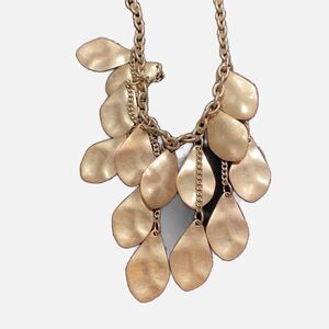 Gold Chain Necklace Hammered Finish Disks Dangles & Drops Boho Lux Style Choker